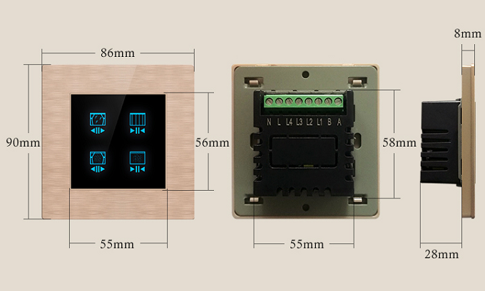 四开电动窗帘开关尺寸图