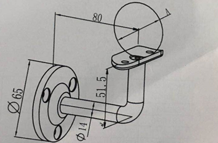 180度扶手托架结构图